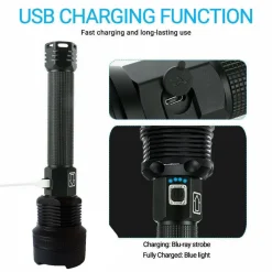 TORCIA TATTICA/MILITARE LED CREE T6 RICARICABILE ZOOM 2 BATTERIE P516-P70 V2