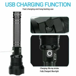 TORCIA TATTICA/MILITARE LED CREE T6 RICARICABILE ZOOM DOPPIA BATTERIA A89-P70