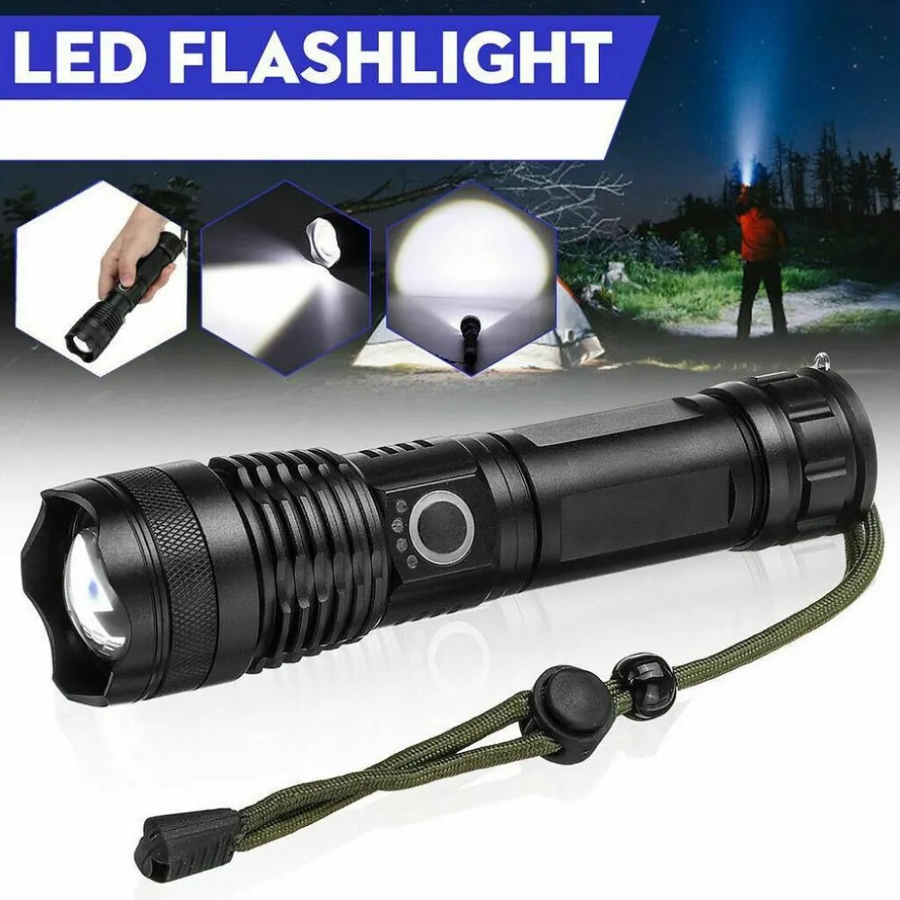 TORCIA TATTICA/MILITARE LED CREE T6 RICARICABILE ZOOM DOPPIA BATTERIA A90-P50