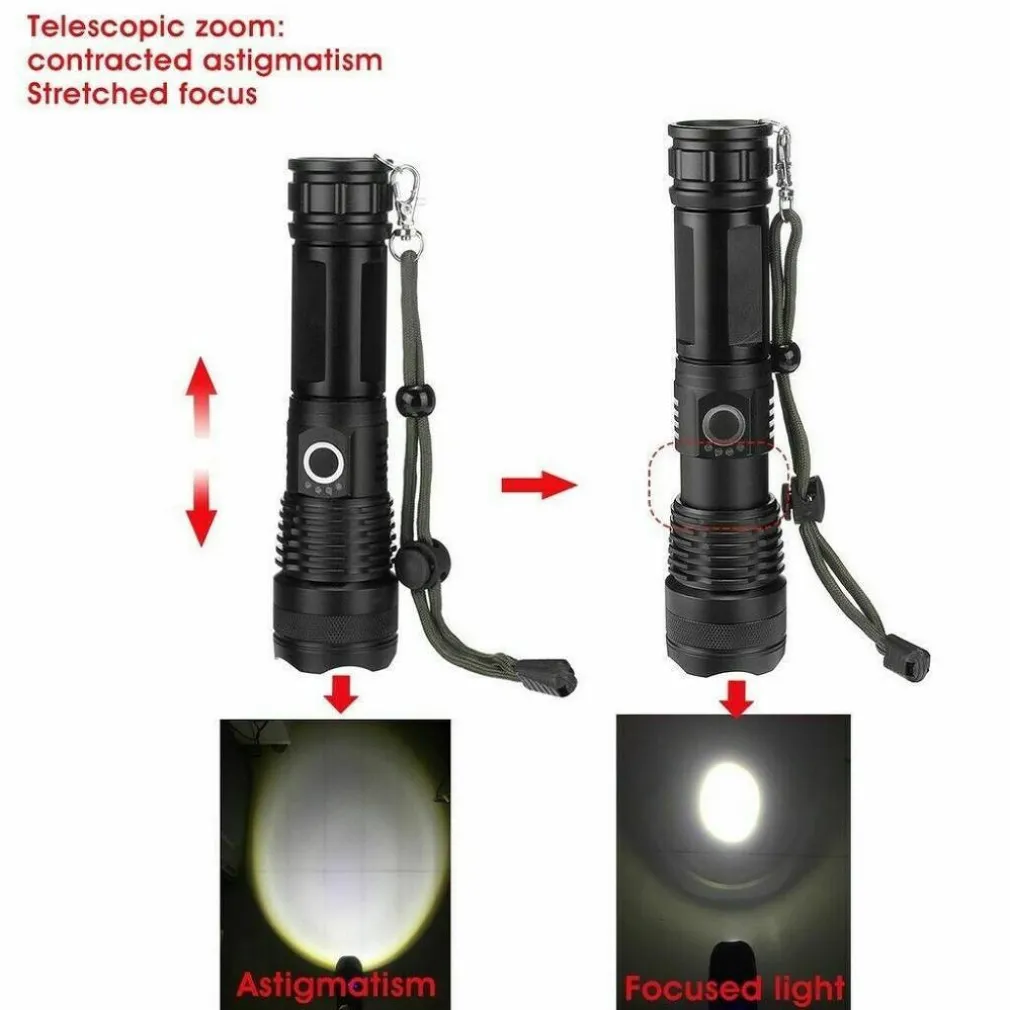 TORCIA TATTICA/MILITARE LED CREE T6 RICARICABILE ZOOM DOPPIA BATTERIA A90-P50