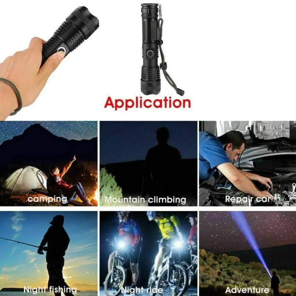 TORCIA TATTICA/MILITARE LED CREE T6 RICARICABILE ZOOM DOPPIA BATTERIA A90-P50