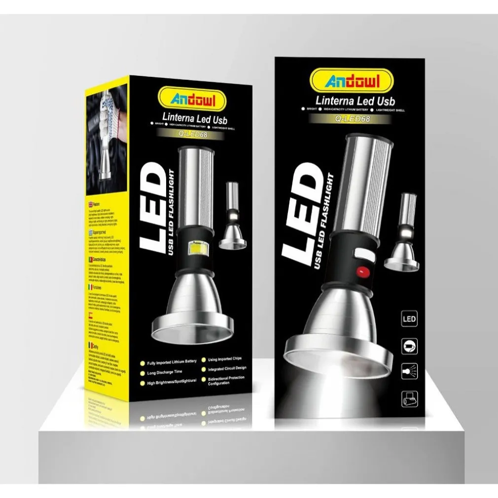 TORCIA USB LUCE LED LANTERNA ACCESSORIO PER CASA CANTINE PER EMERGENZE Q-LED68