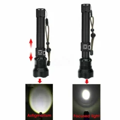 TORCIA 258000W TATTICA/MILITARE LED T6 RICARICABILE ZOOM DOPPIA BATTERIA P516-P70