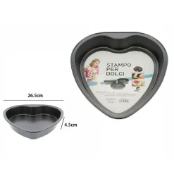 TORTIERA FORMA CUORE STAMPO TEGLIA DOLCI TORTE ANTIADERENTE CUCINA 26,5CM 59948