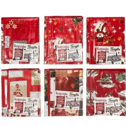 TOVAGLIA COPRITAVOLO NATALE PLASTIFICATA ANTIMACCHIA VARIE FANTASIE MIS. 120*190