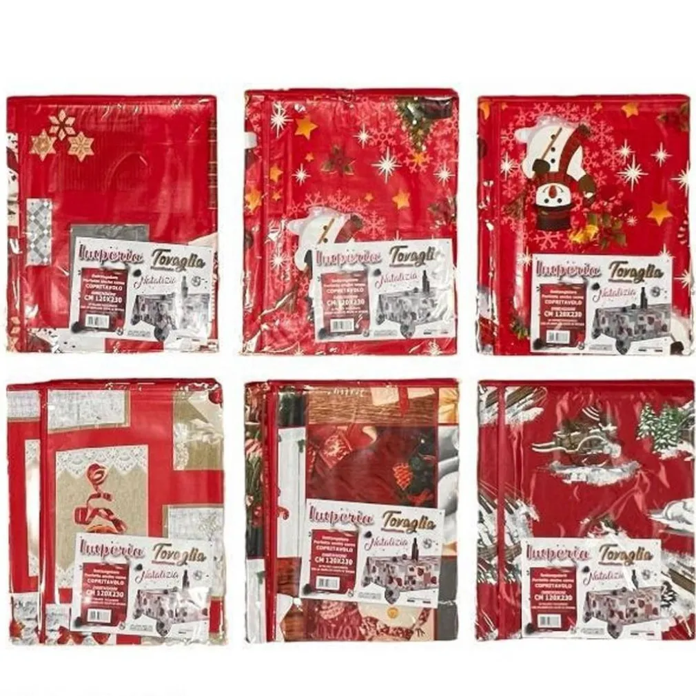 TOVAGLIA COPRITAVOLO NATALE PLASTIFICATA ANTIMACCHIA VARIE FANTASIE MIS. 120*190