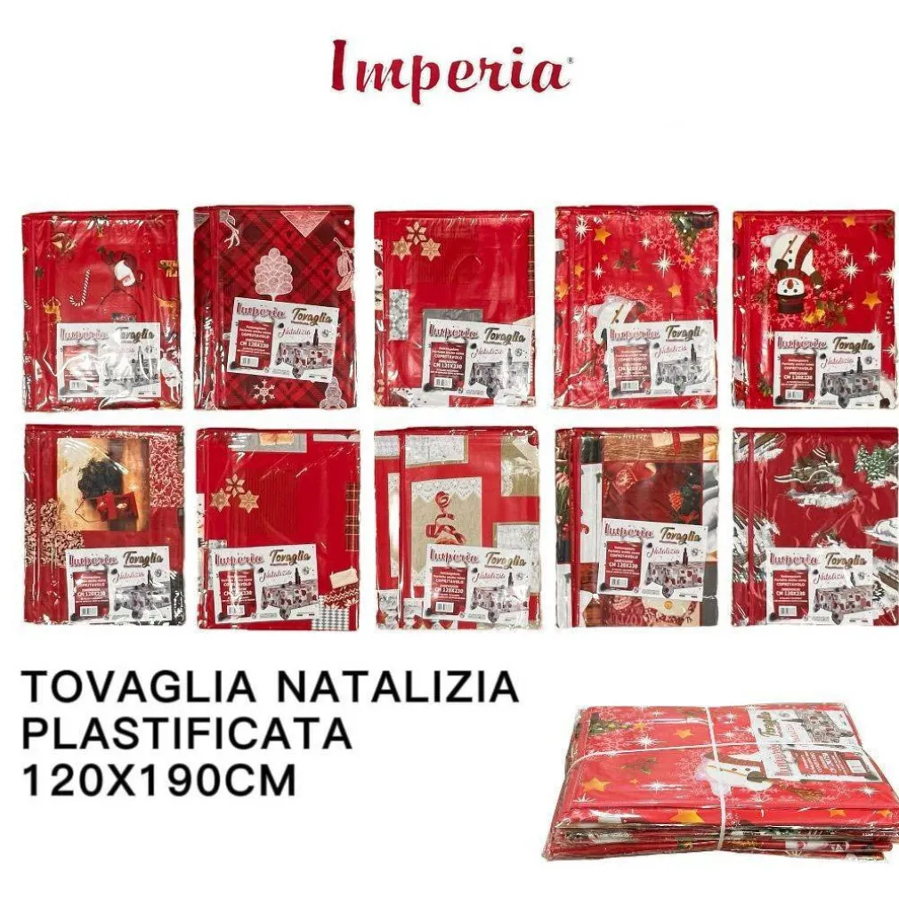 TOVAGLIA COPRITAVOLO NATALE PLASTIFICATA ANTIMACCHIA VARIE FANTASIE MIS. 120*190