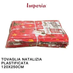 TOVAGLIA COPRITAVOLO NATALE PLASTIFICATA ANTIMACCHIA VARIE FANTASIE MIS. 120*250