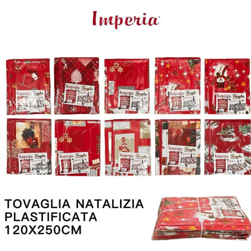 TOVAGLIA COPRITAVOLO NATALE PLASTIFICATA ANTIMACCHIA VARIE FANTASIE MIS. 120*250