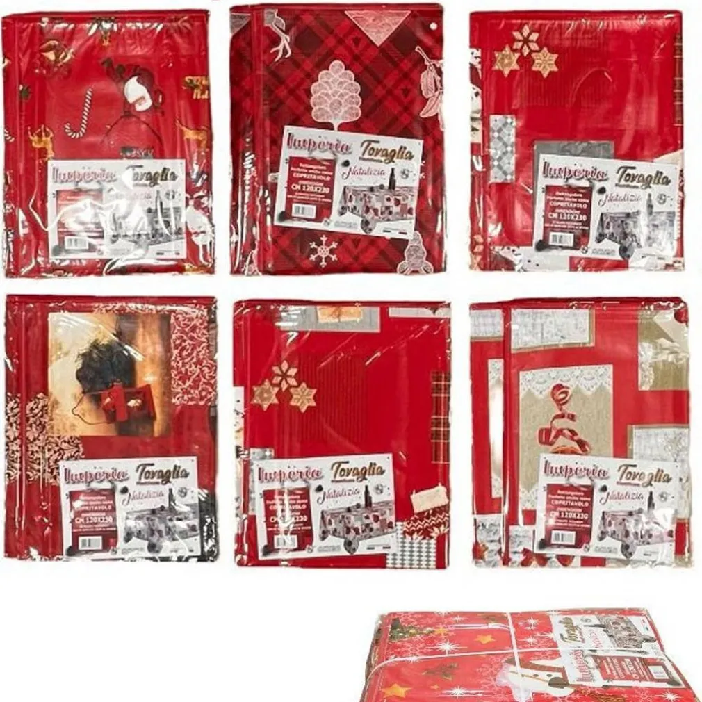 TOVAGLIA COPRITAVOLO NATALE PLASTIFICATA ANTIMACCHIA VARIE FANTASIE MIS. 120*230