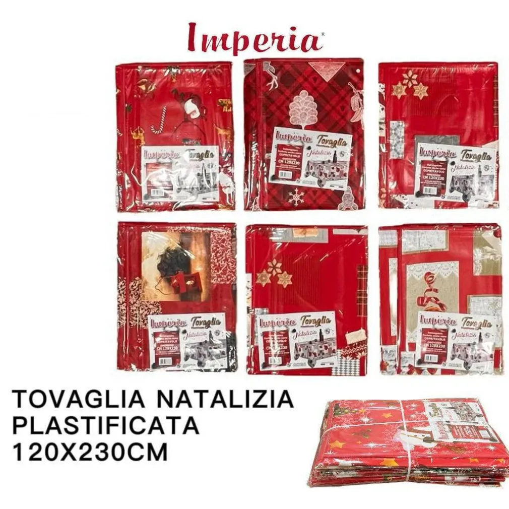 TOVAGLIA COPRITAVOLO NATALE PLASTIFICATA ANTIMACCHIA VARIE FANTASIE MIS. 120*230