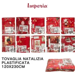 TOVAGLIA COPRITAVOLO NATALE PLASTIFICATA ANTIMACCHIA VARIE FANTASIE MIS. 120*230