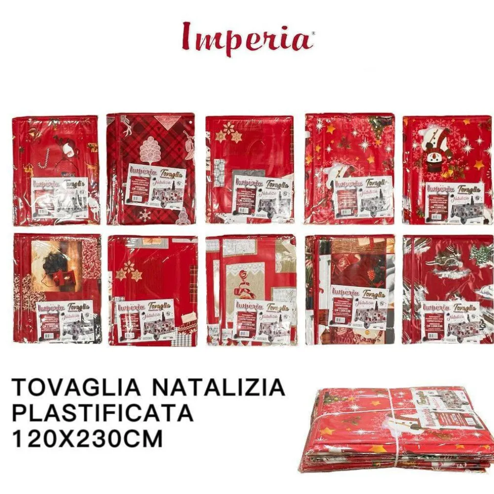 TOVAGLIA COPRITAVOLO NATALE PLASTIFICATA ANTIMACCHIA VARIE FANTASIE MIS. 120*230