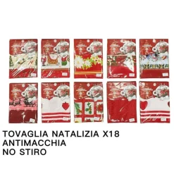 TOVAGLIA NATALIZIA ANTIMACCHIA NO STIRO IMPERMEABILE VARIE FANTASIE 18 POSTI