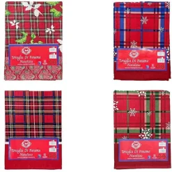 TOVAGLIA NATALIZIA PANAMA TESSUTO RESISTENTE TEMA NATALE VARIE FANTASIE 12 POSTI