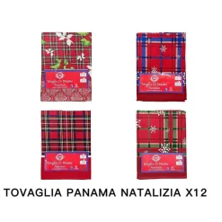 TOVAGLIA NATALIZIA PANAMA TESSUTO RESISTENTE TEMA NATALE VARIE FANTASIE 12 POSTI