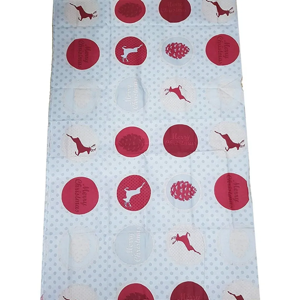 TOVAGLIA PER 6 PERSONE GRIGIO RENNA POIS CHRISTMAS NATALE 130X170CM NATALIZIA