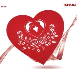 TOVAGLIETTA 33 CM FORMA CUORE INNAMORATI IN TESSUTO ROSSO SAN VALENTINO 95462