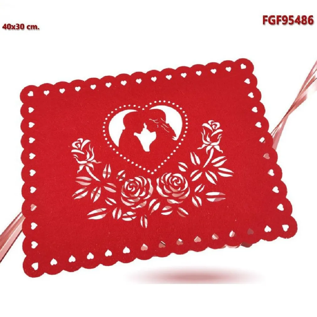 TOVAGLIETTA 40 X 30 CM FORMA RETTANGOLARE IN TESSUTO ROSSO SAN VALENTINO 95486