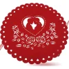 TOVAGLIETTA 33CM FORMA TONDA CON INNAMORATI IN TESSUTO ROSSO SAN VALENTINO 95479