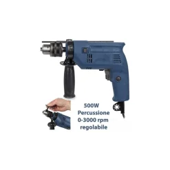 TRAPANO A PERCUSSIONE ELETTRICO 500W INCLUSO 2SET DI PUNTE PER METALLO E CEMENTO