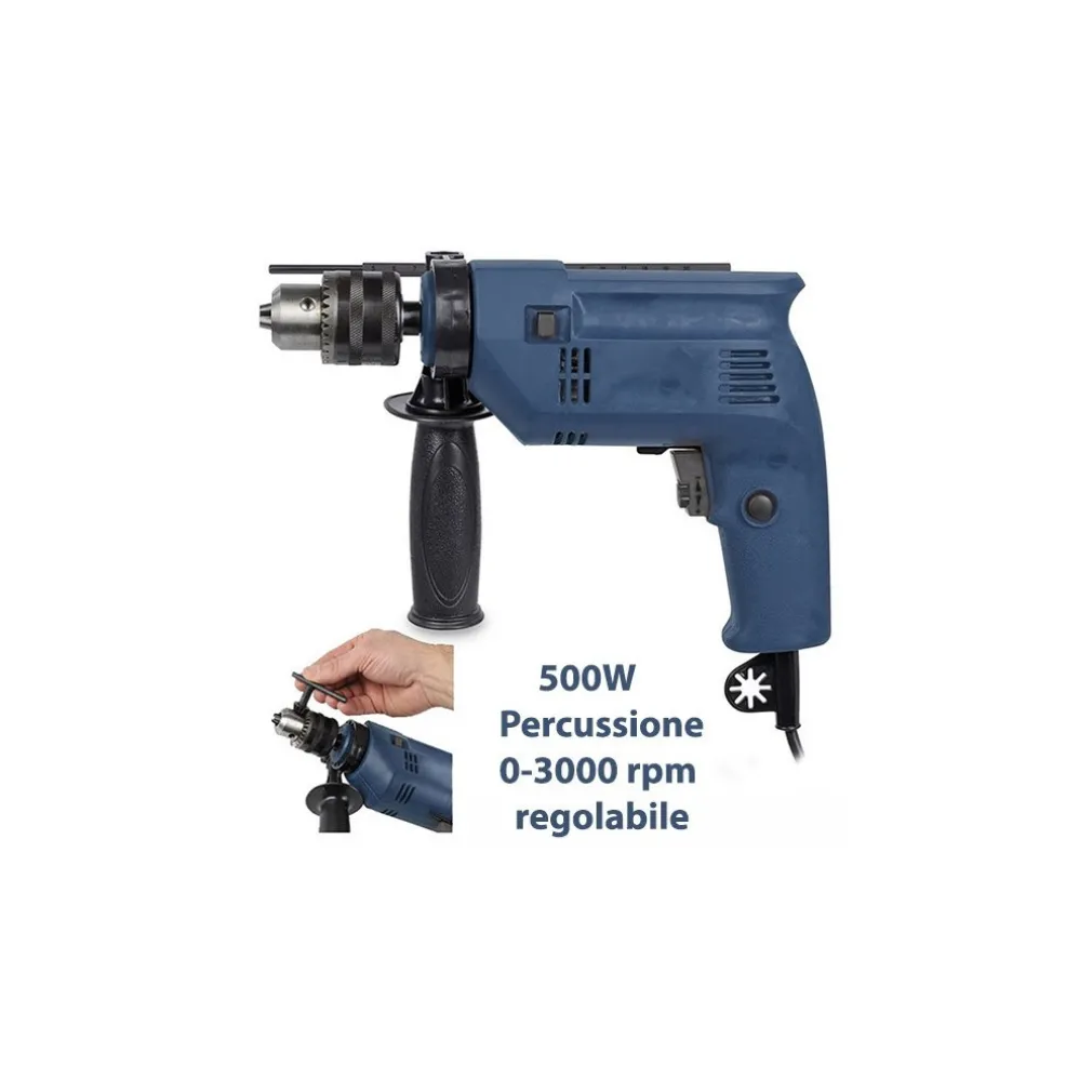 TRAPANO A PERCUSSIONE ELETTRICO 500W INCLUSO 2SET DI PUNTE PER METALLO E CEMENTO