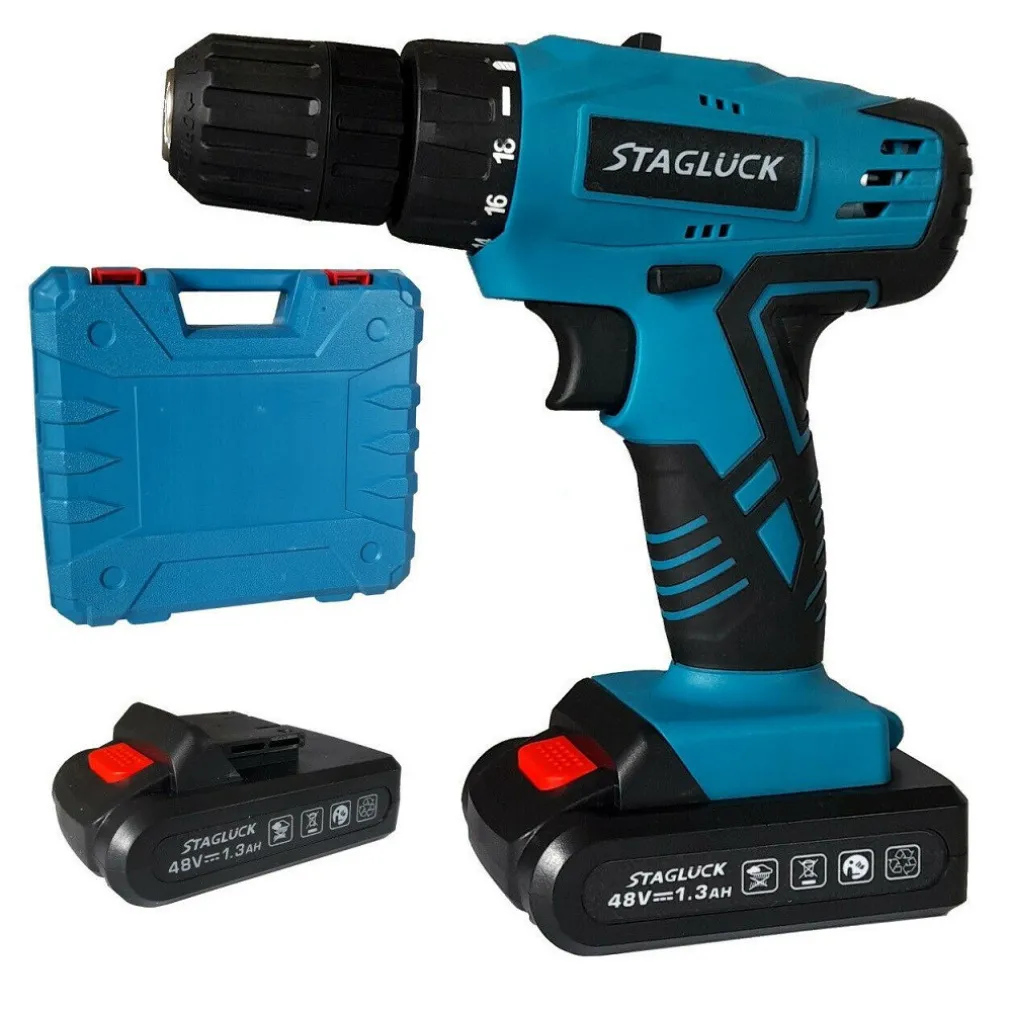 TRAPANO AVVITATORE A BATTERIA LITIO VALIGETTA 48V 1.3AH 2 BATTERIE 2 VELOCITÀ