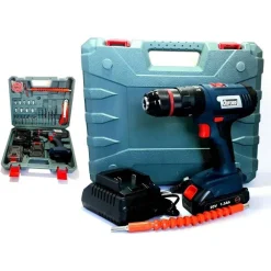 TRAPANO AVVITATORE A BATTERIA LITIO A PERCUSSIONE 20V DOPPIA BATTERIA + VALIGIA