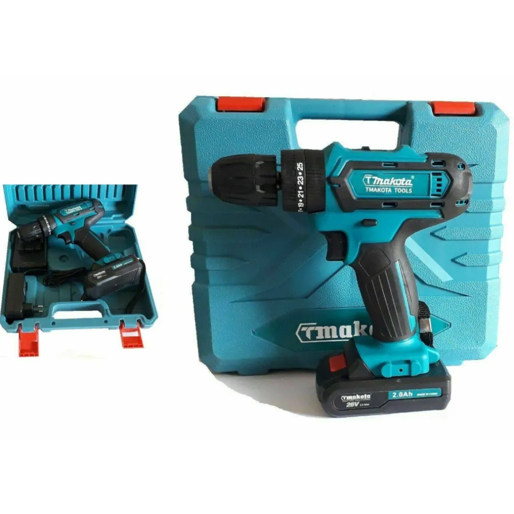 TRAPANO AVVITATORE A BATTERIA LITIO A PERCUSSIONE 26V DOPPIA BATTERIA + VALIGIA