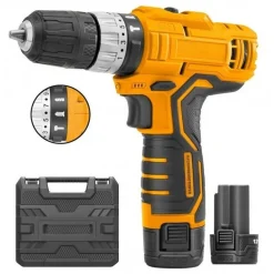 TRAPANO AVVITATORE A BATTERIA LITIO FUNZIONE A PERCUSSIONE 12V DOPPIA BATTERIA