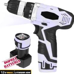 TRAPANO AVVITATORE A DOPPIA BATTERIA AL LITIO IN VALIGETTA 12V CORDLESS