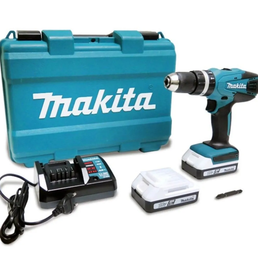 TRAPANO AVVITATORE CON PERCUSSIONE MAKITA HP457DWE A BATTERIE 18V A LITIO 1,5AH