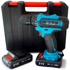 TRAPANO AVVITATORE CORDLESS A BATTERIA LITIO 21V DOPPIA BATTERIA + VALIGIA 02036