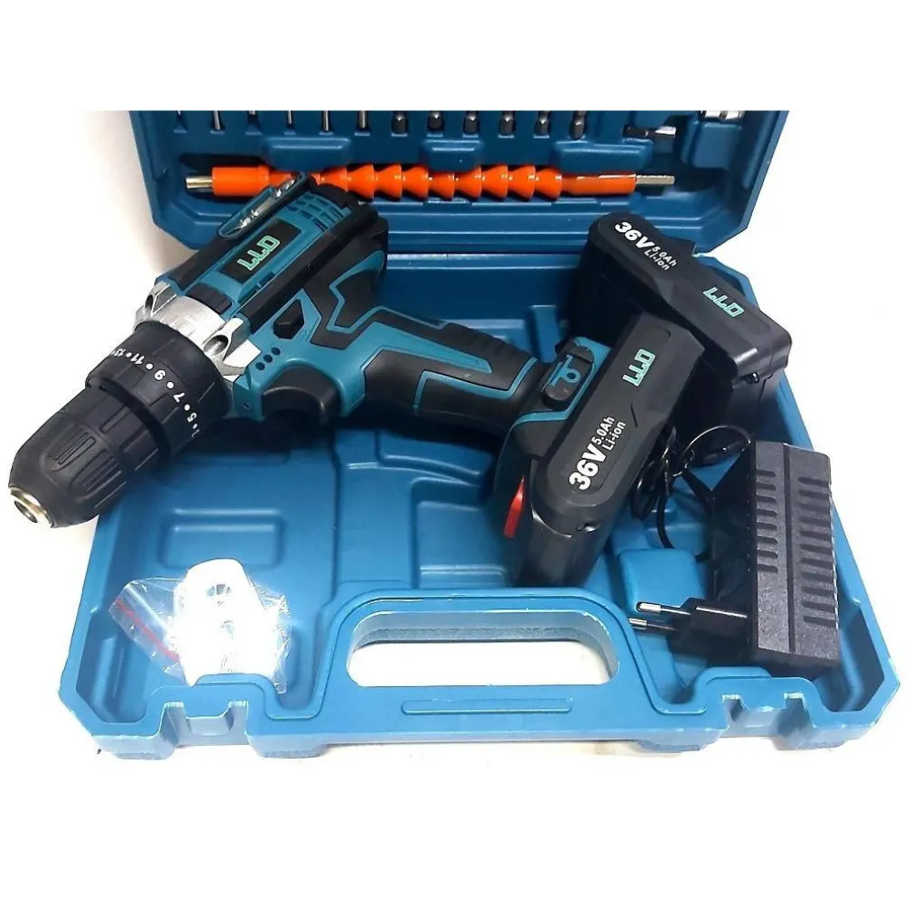 TRAPANO AVVITATORE DOPPIA BATTERIA A LITIO 36 V MAX + VALIGETTA 26 ACCESSORI LLD