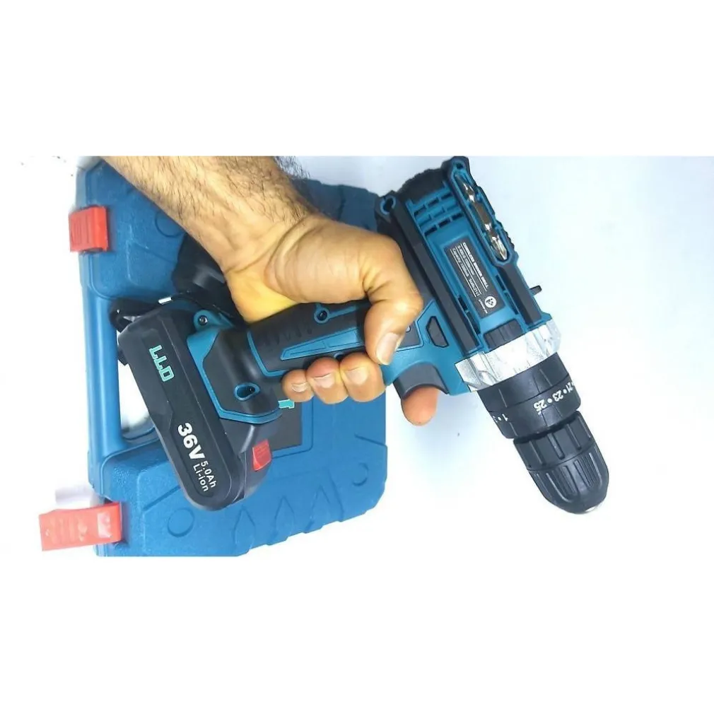 TRAPANO AVVITATORE DOPPIA BATTERIA A LITIO 36 V MAX + VALIGETTA 26 ACCESSORI LLD