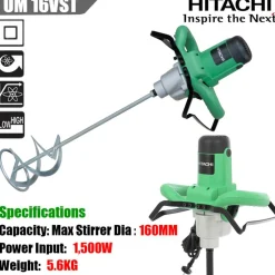 TRAPANO MISCELATORE UM16VST HITACHI DOTATO DI FRUSTA DA 160MM. 1500W ELETTRONICO