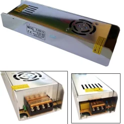 TRASFORMATORE ALIMENTATORE STABILIZZATO SLIM 220V-12V 20A 250W TRIMMER 20A 12V