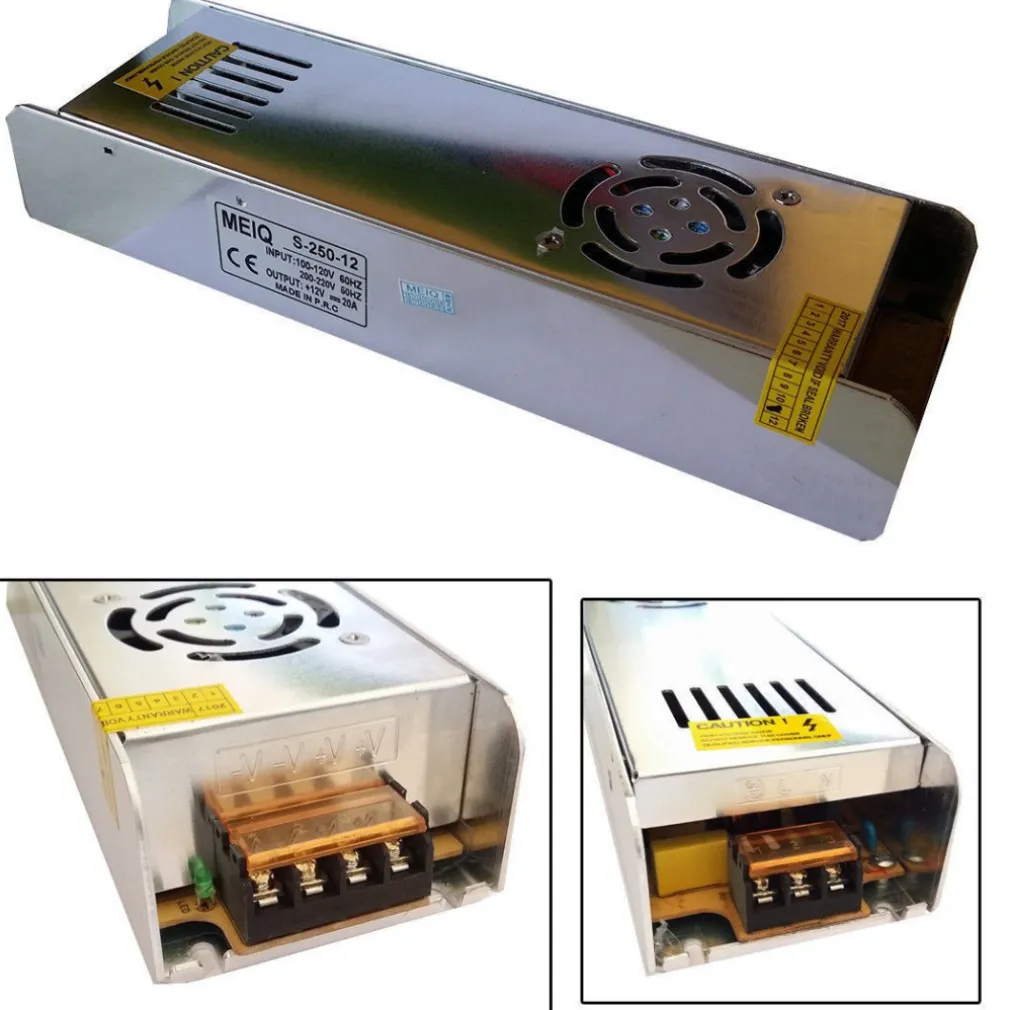 TRASFORMATORE ALIMENTATORE STABILIZZATO SLIM 220V-12V 20A 250W TRIMMER 20A 12V