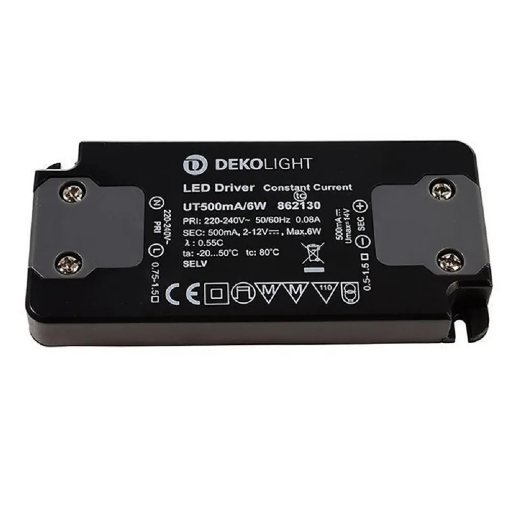 TRASFORMATORE LED DRIVER ALIMENTATORE SLIM 6W 2V-12V 500MA STRISCE LED FARI 230V