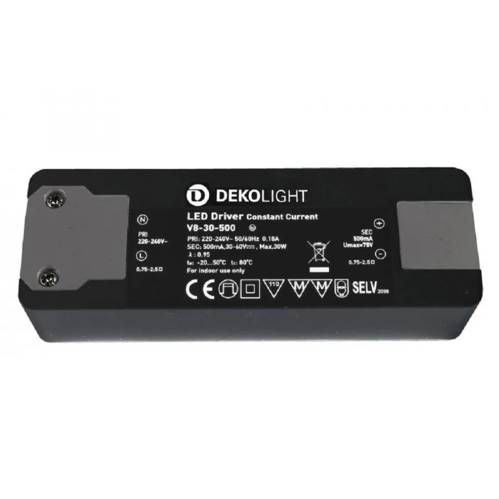 TRASFORMATORE LED DRIVER ALIMENTATORE SLIM 30W 30-60V 500MA LAMPADE STRISCE 230V