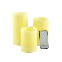 TRE CANDELE LED SENZA FIAMMA VERA CERA CON TELECOMANDO EFFETTO CANDELA ACCESA