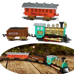 TRENINO ELETTRICO DI NATALE CLASSICO CON LUCI E SUONI DIAMETRO 60 CM 11 PZ