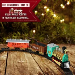 TRENINO ELETTRICO DI NATALE CLASSICO CON LUCI E SUONI DIAMETRO 60 CM 11 PZ