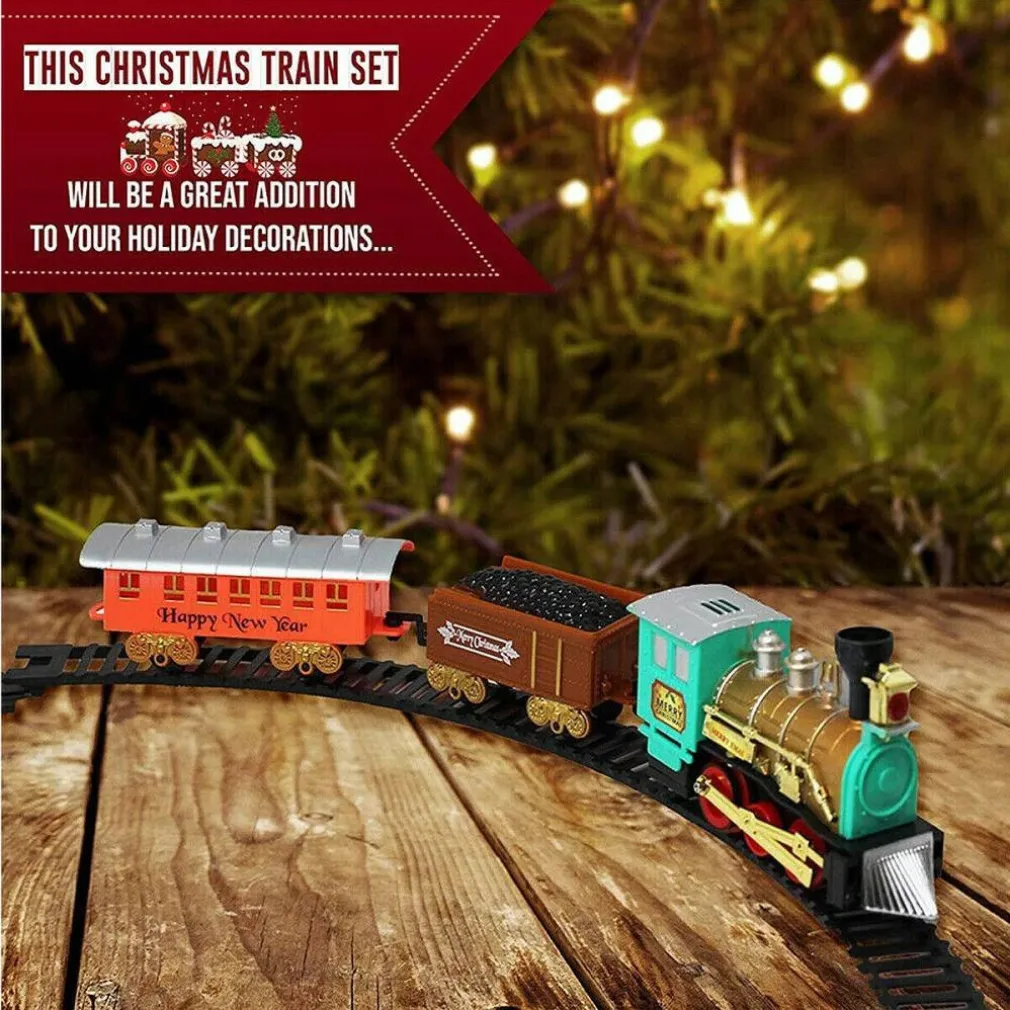 TRENINO ELETTRICO DI NATALE CLASSICO CON LUCI E SUONI DIAMETRO 60 CM 11 PZ