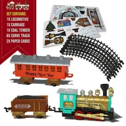 TRENINO ELETTRICO DI NATALE CLASSICO CON LUCI E SUONI DIAMETRO 60 CM 11 PZ