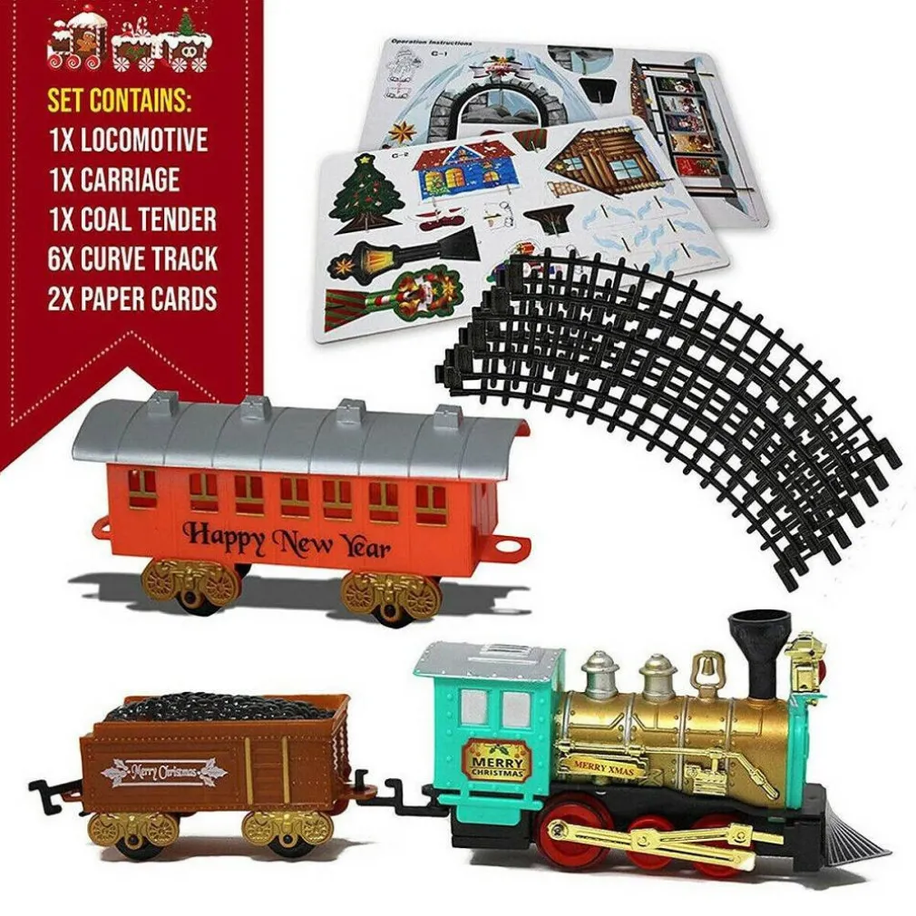 TRENINO ELETTRICO DI NATALE CLASSICO CON LUCI E SUONI DIAMETRO 60 CM 11 PZ