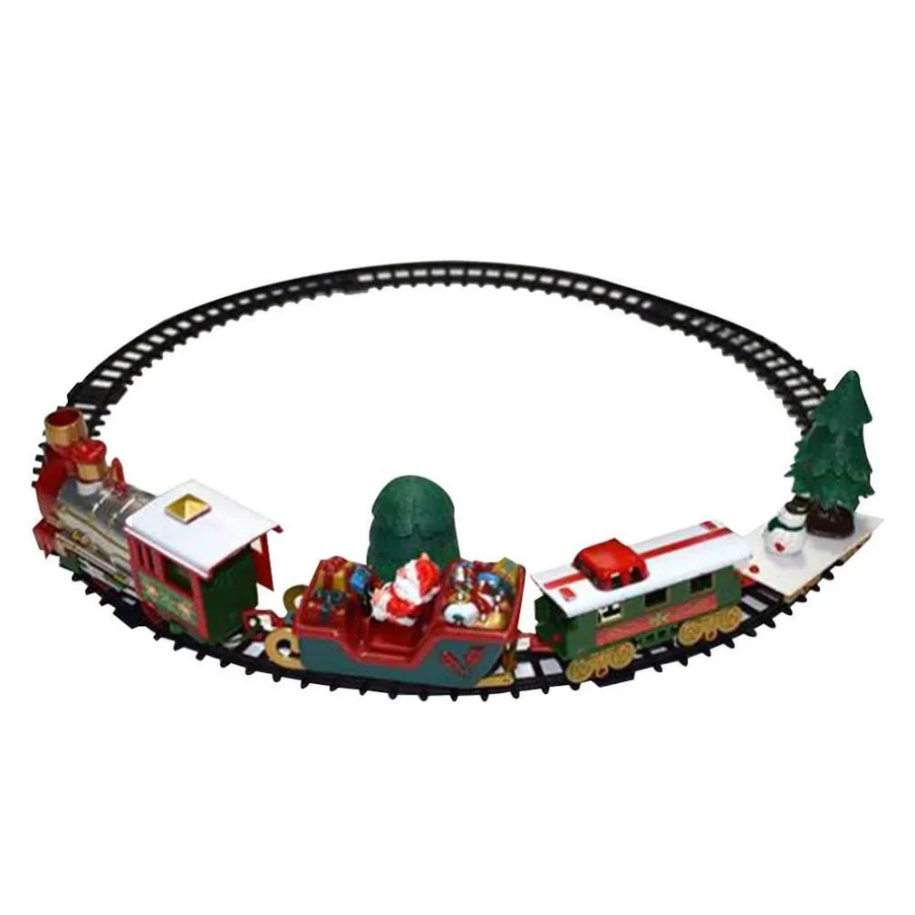 TRENINO NATALIZIO CON SLITTA DI BABBO NATALE A BATTERIA DECORAZIONE BASE ALBERO