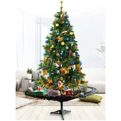 TRENINO NATALIZIO SUPPORTO CENTRO ALBERO NATALE ELETTRICO 2 VAGONI SLITTA Ø 89CM