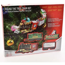 TRENINO NATALIZIO SUPPORTO CENTRO ALBERO NATALE ELETTRICO 2 VAGONI SLITTA Ø 89CM