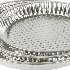 TRIS STAMPI PER CROSTATA TORTE DESSERT PASTICCINI IN LATTA 24/28/32 CM TEGLIE 007910A